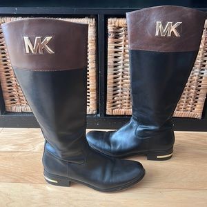 Michael Kors Knee-High Brown & Black Riding Boots, Size 9